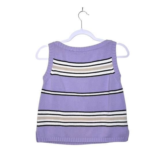 Jeanne Pierre Knit Sweater Vest Women S Purple Preppy 90's Striped Fairy Goth - Picture 2 of 5